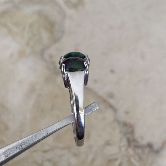 NEW 925 Sterling Silver Lab-Created Cabochon Opal Ring - Picture 8 of 10